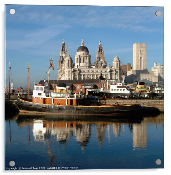 Pier Head from across Canning Dock 2003 -Square crop Acrylic by Bernard Rose Photography
