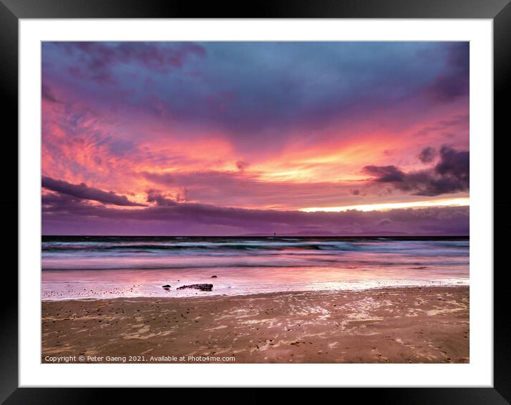 Irvine beach winter sunset - Scotland.  Framed Mounted Print by Peter Gaeng