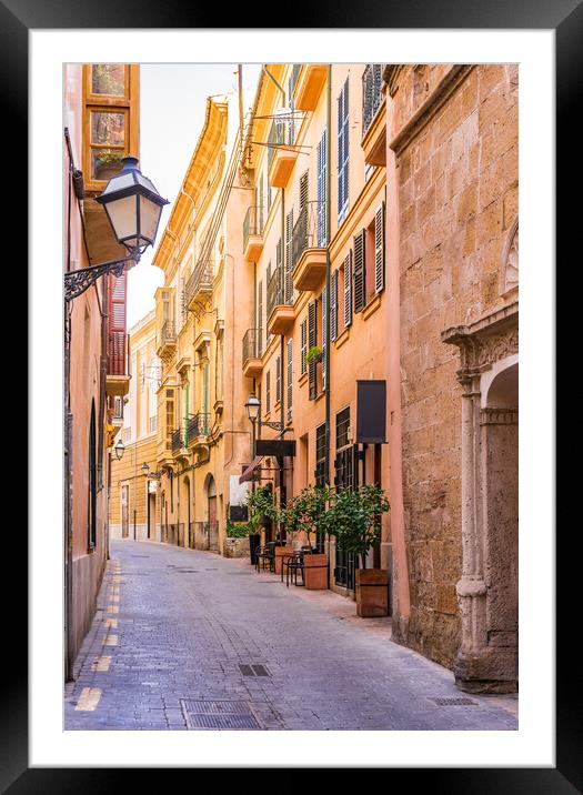 Street at the old town of Palma de Mallorca Framed Mounted Print by Alex Winter