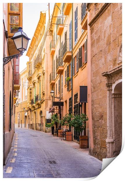 Street at the old town of Palma de Mallorca Print by Alex Winter