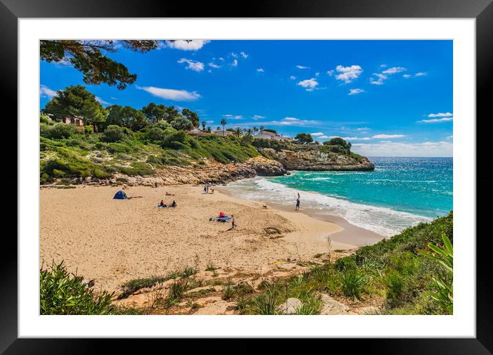 Beach seaside bay of Cala Anguila, Majorca Spain Framed Mounted Print by Alex Winter