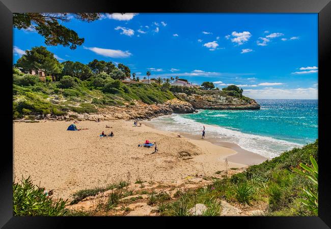 Beach seaside bay of Cala Anguila, Majorca Spain Framed Print by Alex Winter