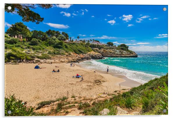 Beach seaside bay of Cala Anguila, Majorca Spain Acrylic by Alex Winter