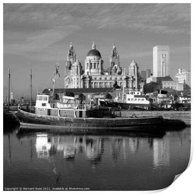 Pier Head from across Canning Dock 2003 Monochrome Print by Bernard Rose Photography