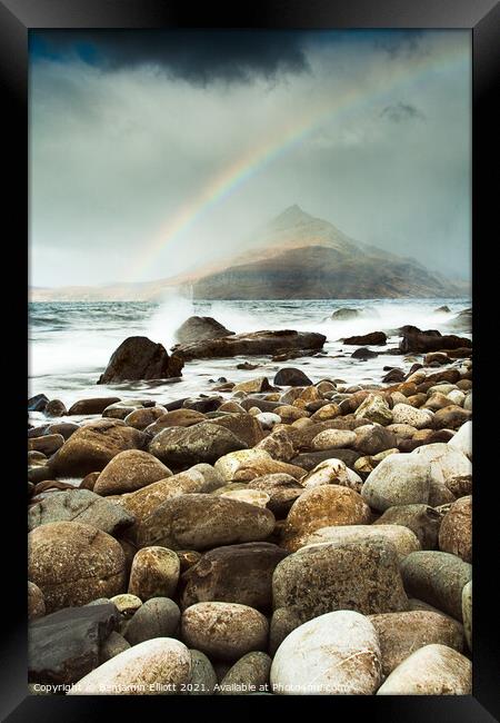 Elgol Rainbow Framed Print by Benjamin Elliott