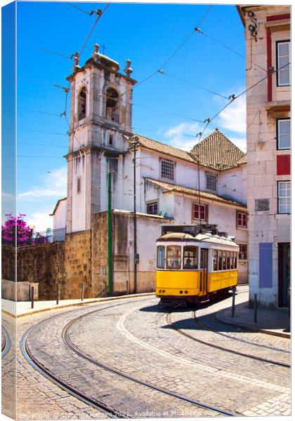 Lisbon tram in Alfama district, Portugal Canvas Print by Stefano Orazzini