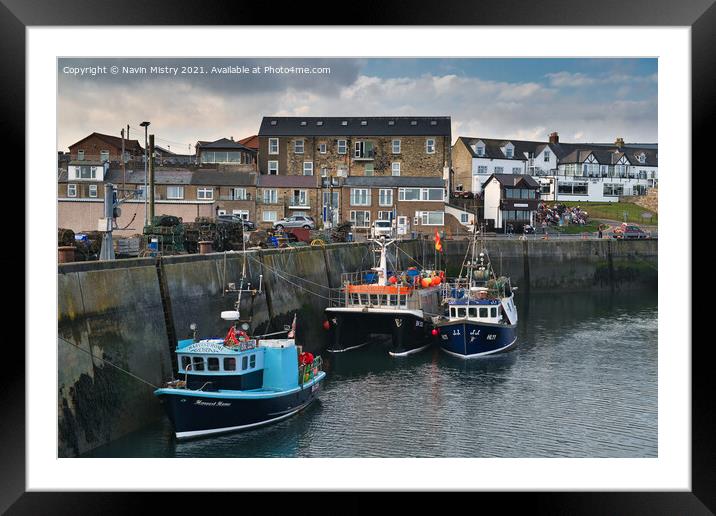 Seahouses Harbour Northumberland, England   Framed Mounted Print by Navin Mistry