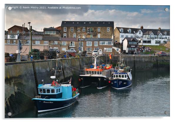 Seahouses Harbour Northumberland, England   Acrylic by Navin Mistry