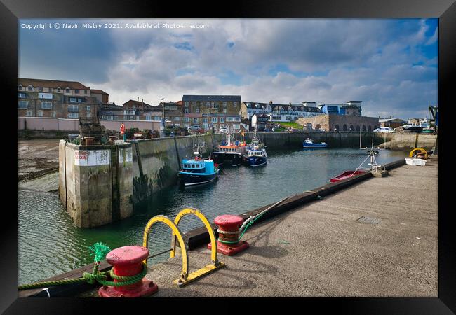 Seahouses Harbour Northumberland England  Framed Print by Navin Mistry