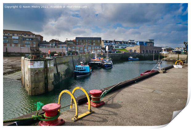 Seahouses Harbour Northumberland England  Print by Navin Mistry