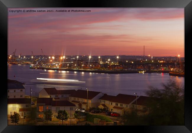 IN THE PORT Framed Print by andrew saxton