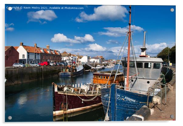 Fishing Boats in Eyemouth Harbour Acrylic by Navin Mistry