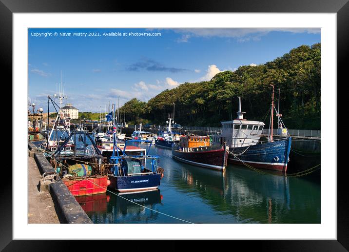 Fishing Boats in Eyemouth Harbour Framed Mounted Print by Navin Mistry