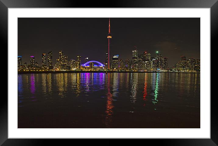Toronto By Night Framed Mounted Print by Lynne Morris (Lswpp)