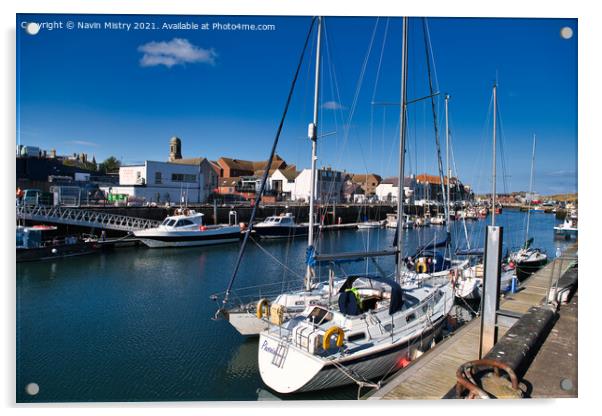 Sailing Boats in Eyemouth Harbour Acrylic by Navin Mistry