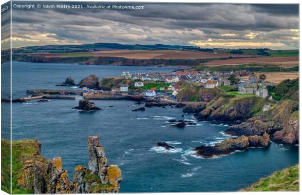 A view of Saint Abbs at dusk Canvas Print by Navin Mistry