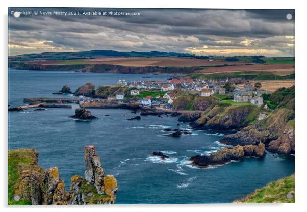 A view of Saint Abbs at dusk Acrylic by Navin Mistry