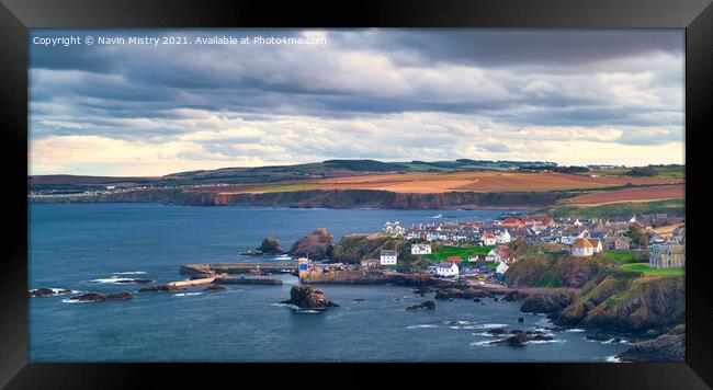 A view of St Abbs at dusk Framed Print by Navin Mistry