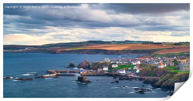 A view of St Abbs at dusk Print by Navin Mistry