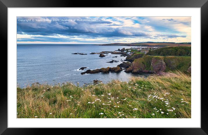 A view from the rugged cliffs of the North Sea Framed Mounted Print by Navin Mistry