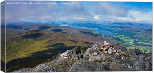A Panoramic view from the summit of Schiehallion Canvas Print by Navin Mistry