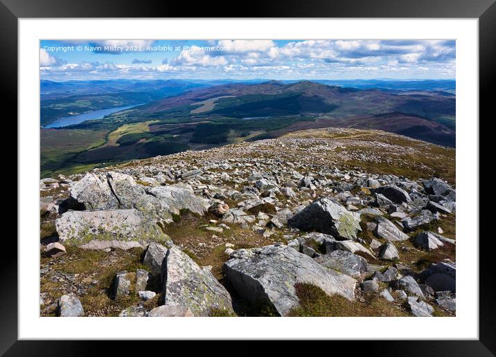 The boulder field at the summit of Schiehallion (Munro 1083m). Framed Mounted Print by Navin Mistry