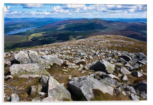 The boulder field at the summit of Schiehallion (Munro 1083m). Acrylic by Navin Mistry