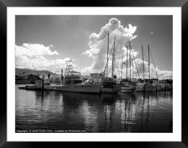 Picturesque nautical scene with huge white cumulon Framed Mounted Print by Geoff Childs