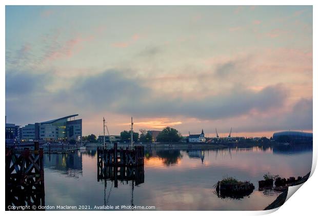 Winter Sunrise over Cardiff Bay South Wales Print by Gordon Maclaren