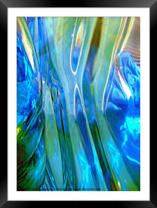 Abstract in blue and green Framed Mounted Print by Stephanie Moore