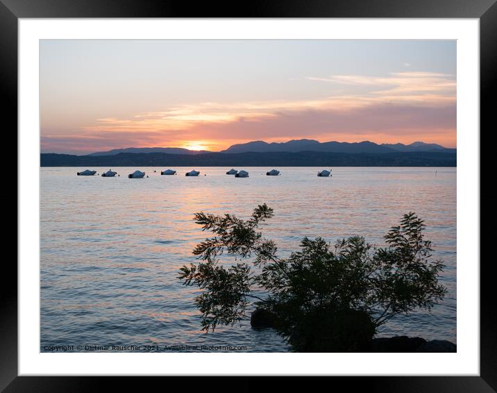 Lake Garda Sunset near Sirmione Framed Mounted Print by Dietmar Rauscher