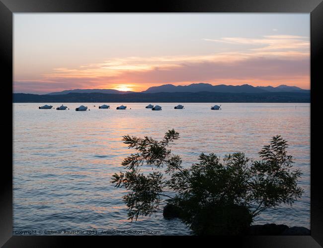 Lake Garda Sunset near Sirmione Framed Print by Dietmar Rauscher