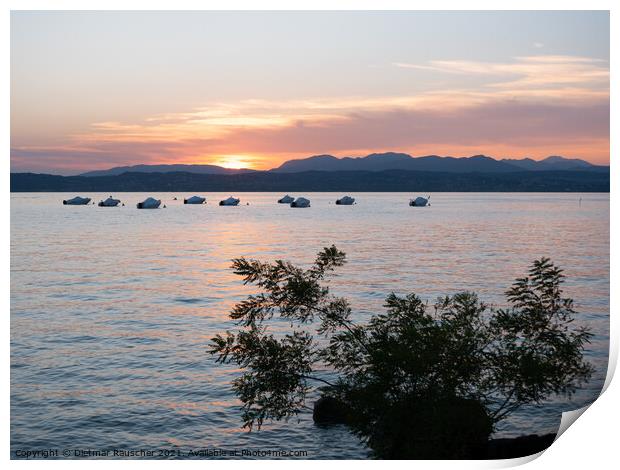 Lake Garda Sunset near Sirmione Print by Dietmar Rauscher