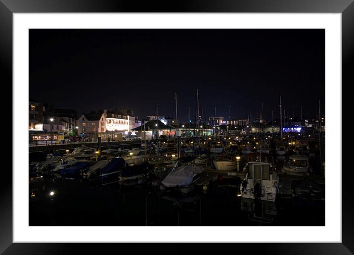 Sutton Harbour by night Framed Mounted Print by Chris Day
