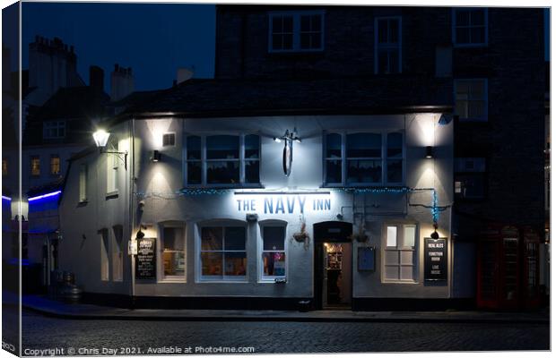 The Navy Inn by night Canvas Print by Chris Day