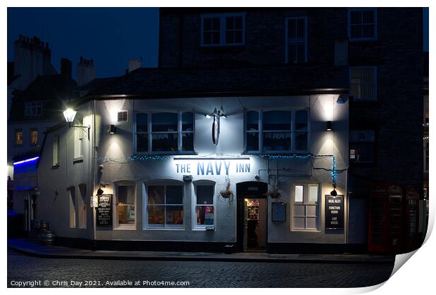 The Navy Inn by night Print by Chris Day