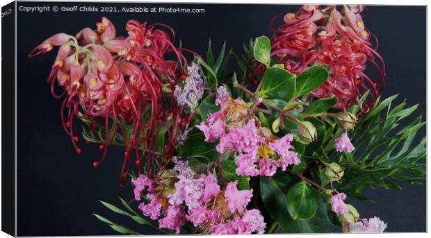 Selection of beautiful Grevillea and Lantana bloss Canvas Print by Geoff Childs