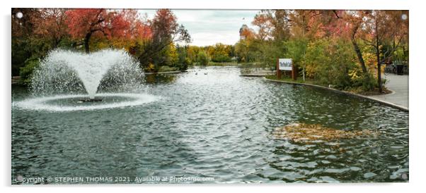 Assiniboine Park Duck Pond pano Acrylic by STEPHEN THOMAS