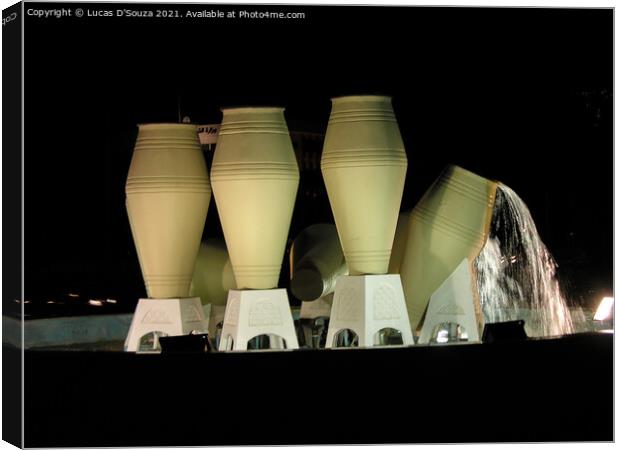 Pot fountain or the Jar fountain at Doha, Qatar Canvas Print by Lucas D'Souza