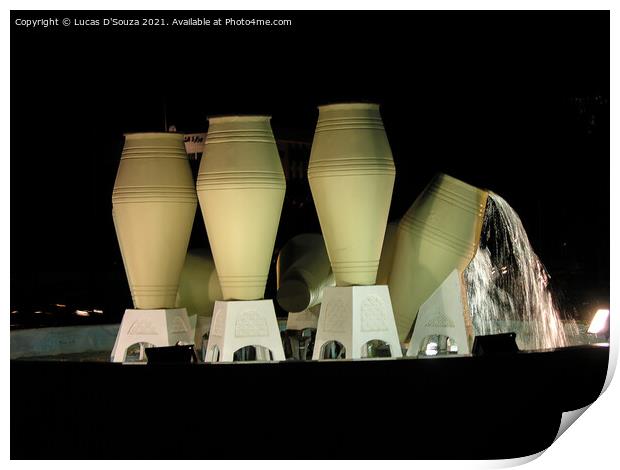 Pot fountain or the Jar fountain at Doha, Qatar Print by Lucas D'Souza