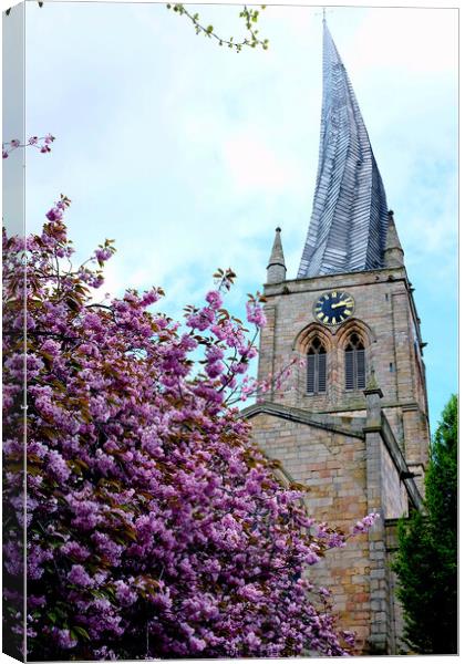 Crooked spire, Chesterfield, Derbyshire. ( portrai Canvas Print by john hill