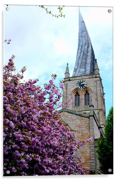 Crooked spire, Chesterfield, Derbyshire. ( portrai Acrylic by john hill