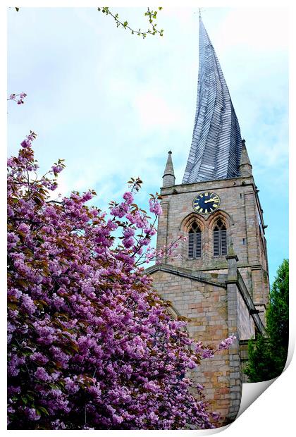 Crooked spire, Chesterfield, Derbyshire. ( portrai Print by john hill
