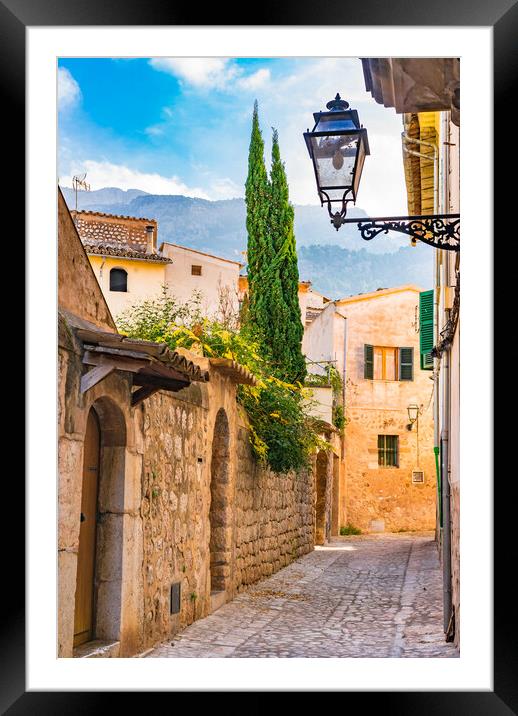 Narrow alley at Soller Framed Mounted Print by Alex Winter