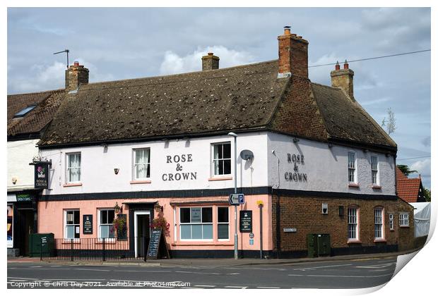 Rose & Crown Print by Chris Day
