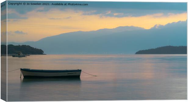 Sunrise in Lefkada Canvas Print by Jo Sowden