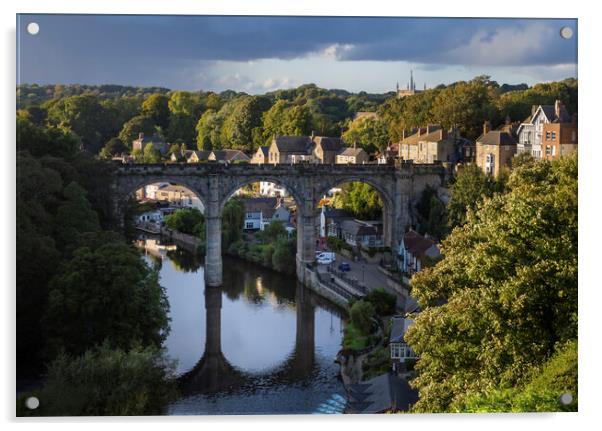 Knaresborough viaduct and river Nidd Acrylic by Leighton Collins