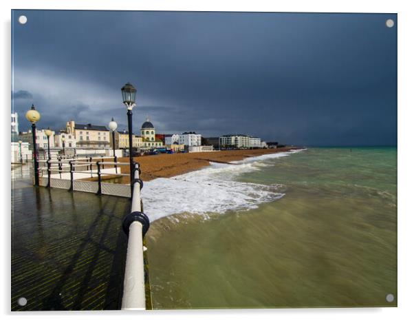 The passing Storm Worthing Acrylic by Clive Eariss
