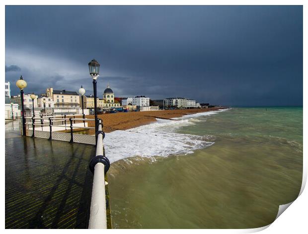 The passing Storm Worthing Print by Clive Eariss