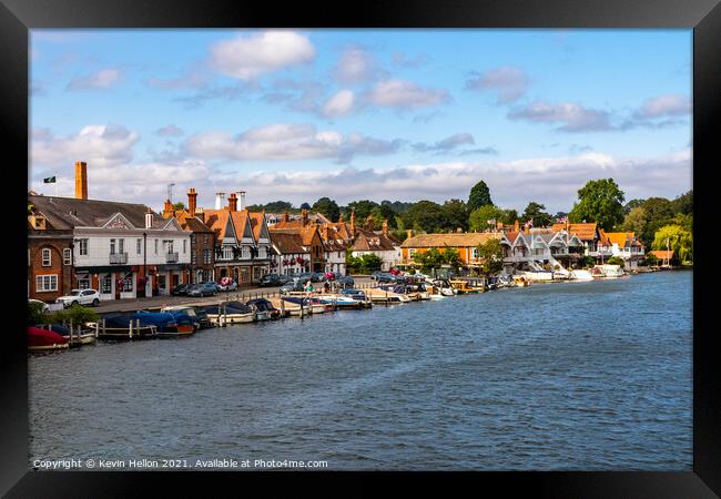 The Thames river bank in Henley on Thames, Framed Print by Kevin Hellon